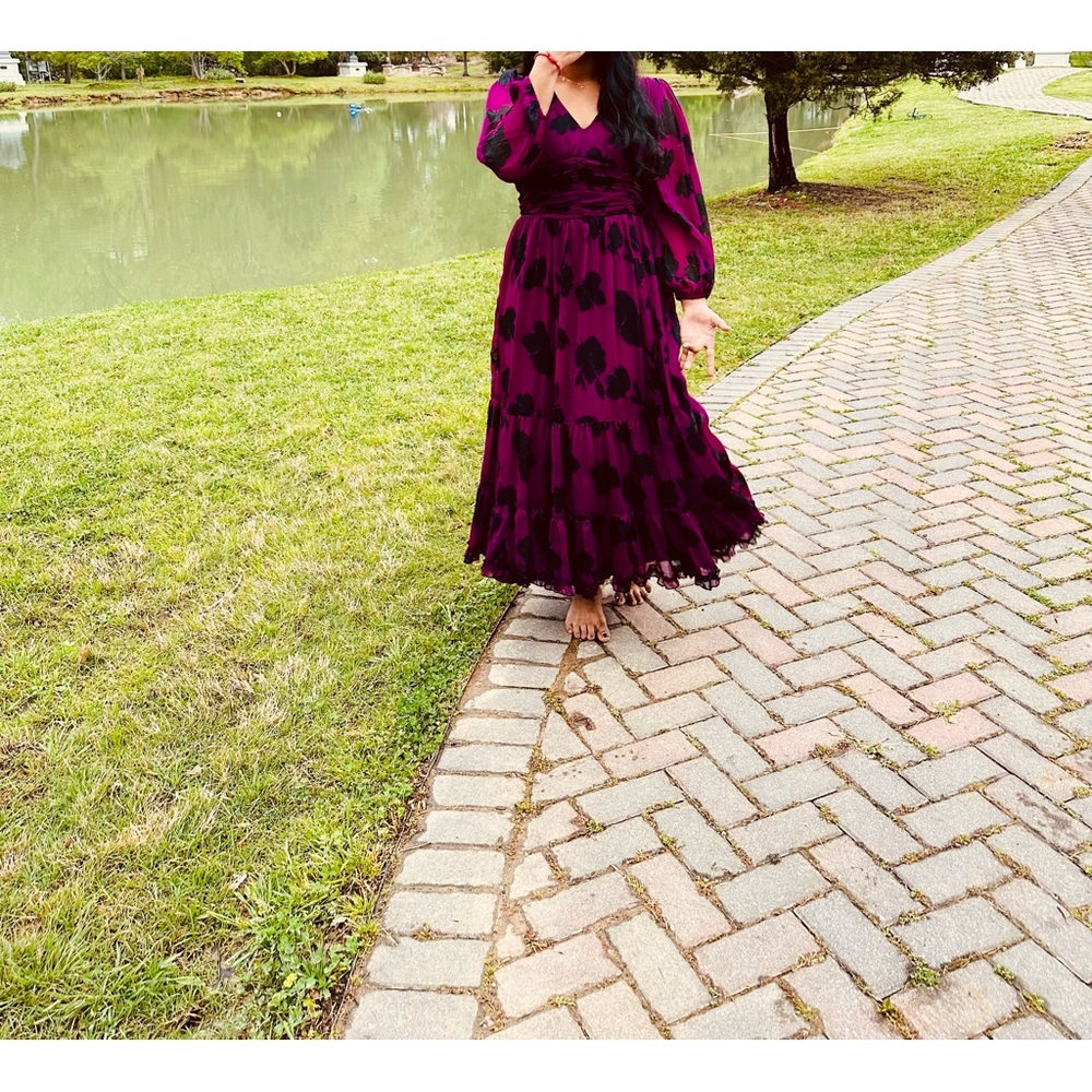 Elegant Purple Floral Dress